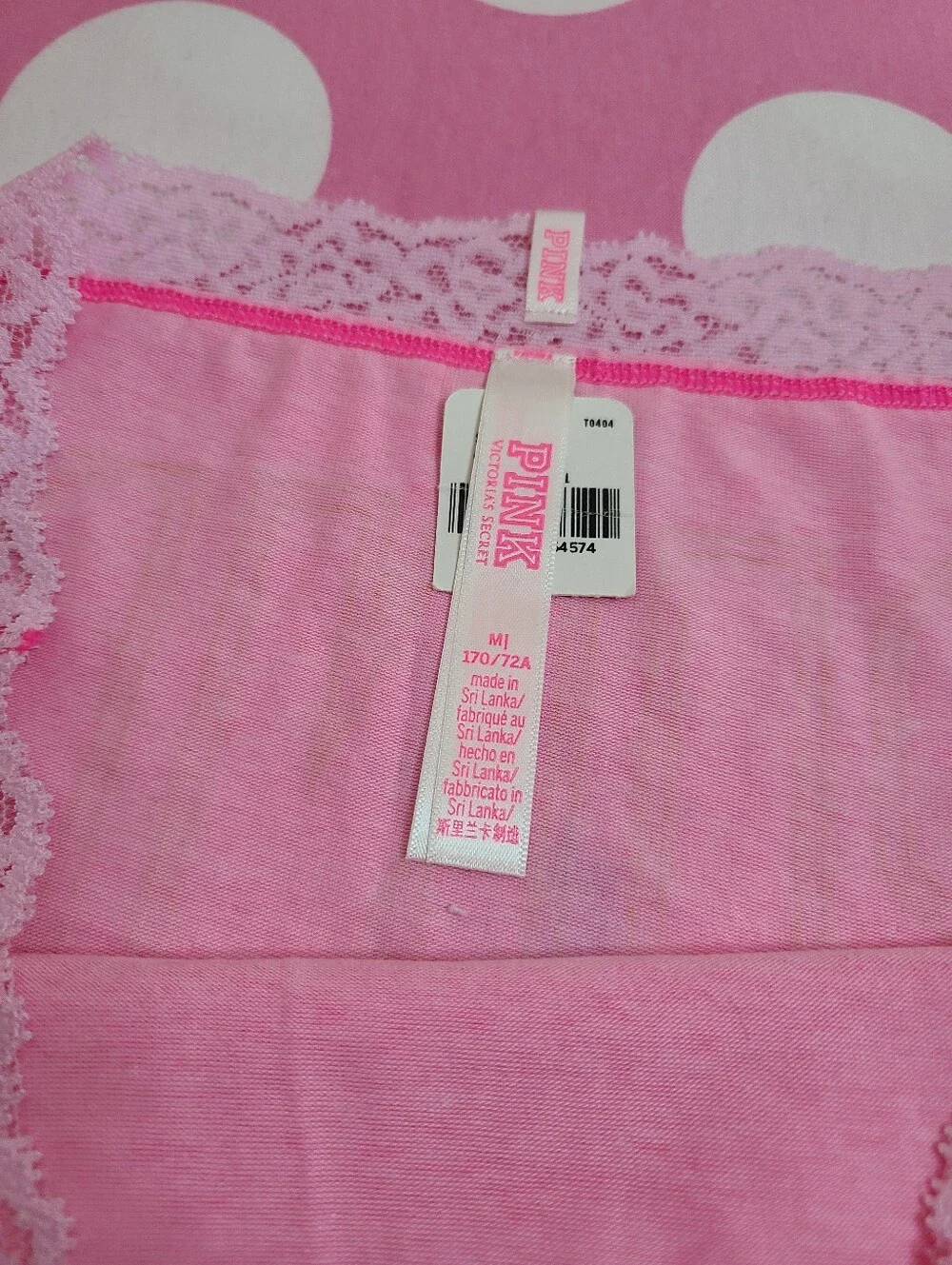 Retro VS PINK Lace Trim Cotton Logo Bum Boyshort Panty Size M Pink